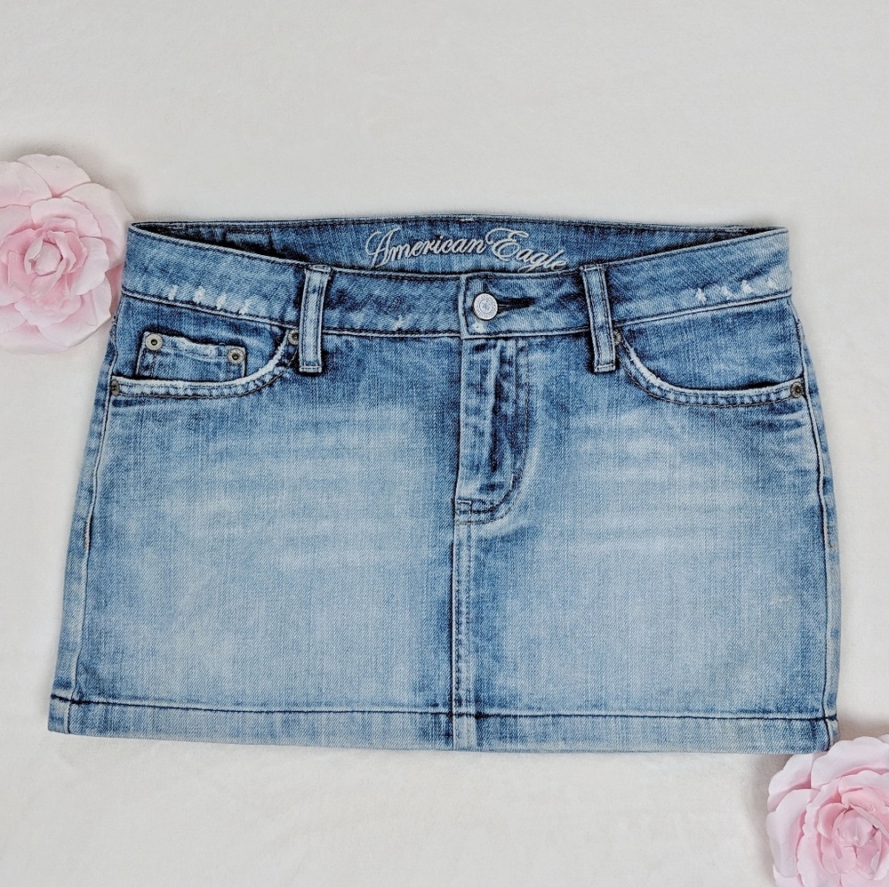 American Eagle Distress Mini Denim Skirt